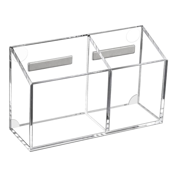 Dry Erase Marker Holder Non-Slip Acrylic Magnetic Marker Holder  2-Compartment Pen & Riser Cup for Whiteboard, Fridge, Locker Or Desk, Strong Magnet Backing, 5.9" Desktop Organizer