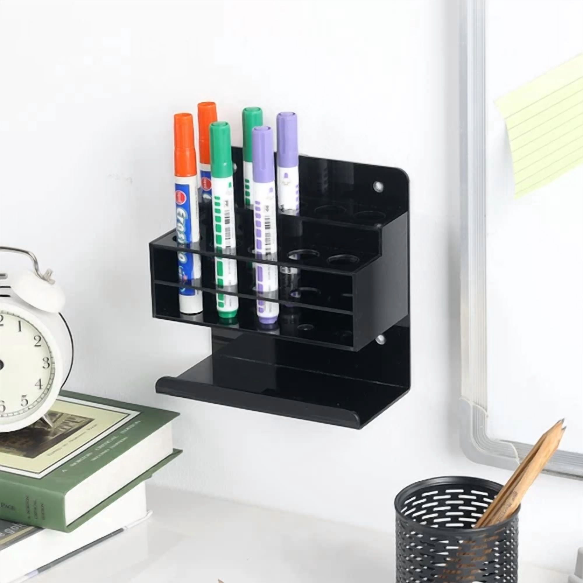 Dry Erase Marker Holder W/ 10 Slots & Eraser Tray, Whiteboard Marker Holder Rack