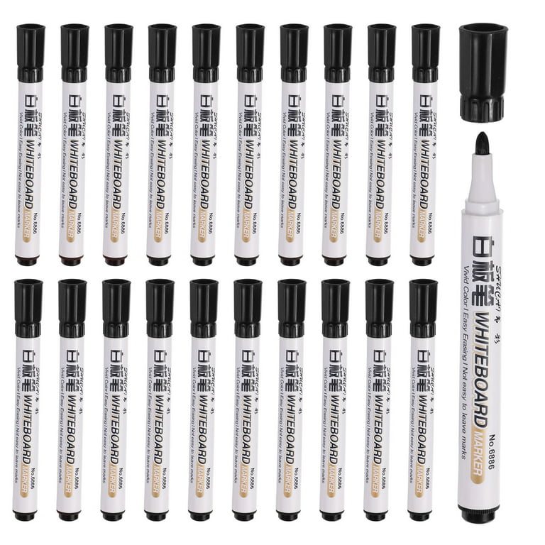 Dry Erase Marker Pens Black Ink Fine Tip Office Writing on Whiteboard Pen,  2 Set