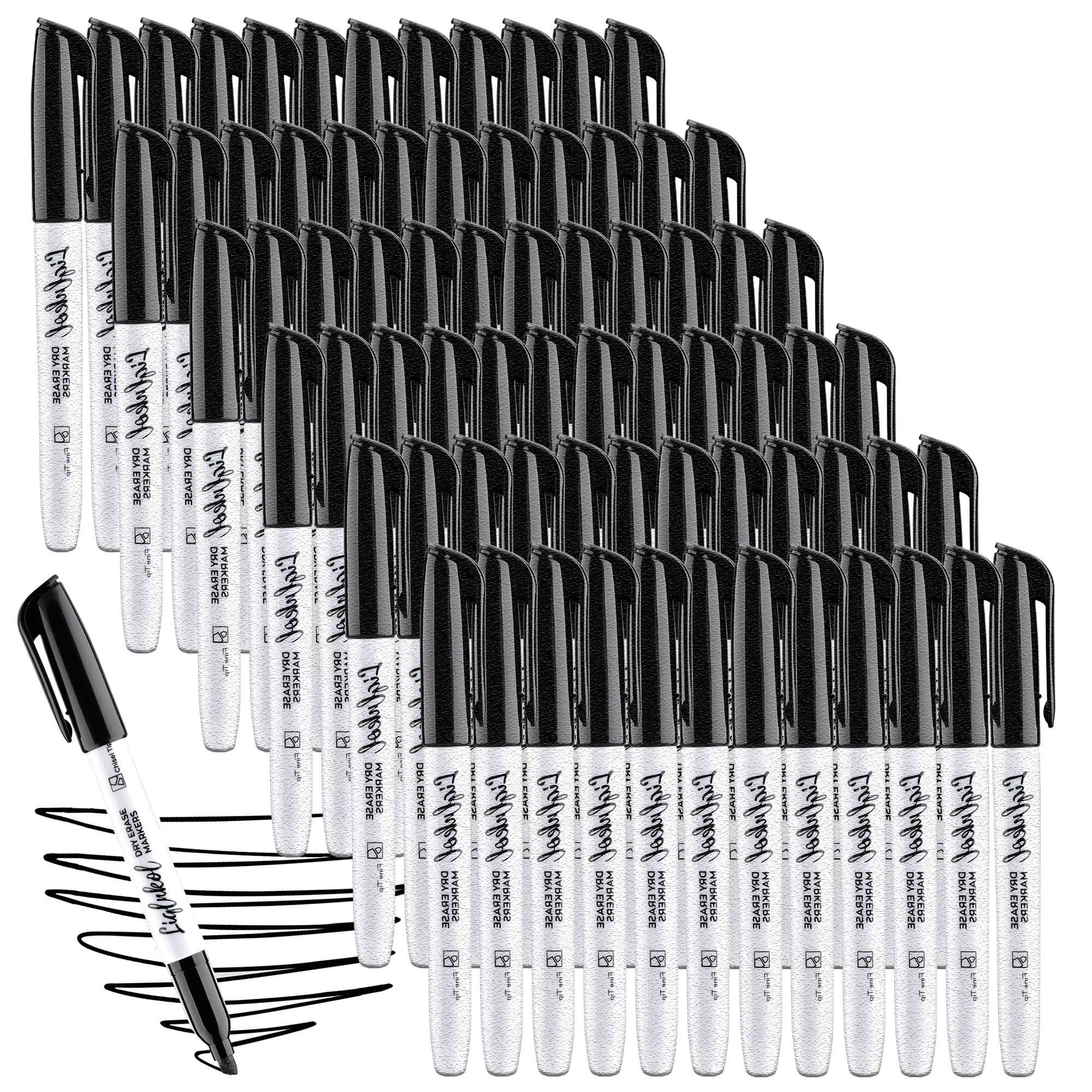 SFAIH Fine Tip Dry Erase Markers - 72 Pack Black Whiteboard Erasable Markers Bulk for Kids Adults, Ideal for Classroom School Office Home Use on White