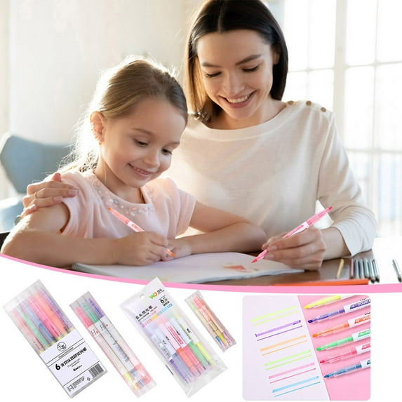 Dry Erase Markers, Hwkond Beautiful And Lovely Double Head Double Color Fluorescent Pen Various Colors, Fluorescent Pen Is Used for Recording Notes, Marker Pen 5ML, Back to College