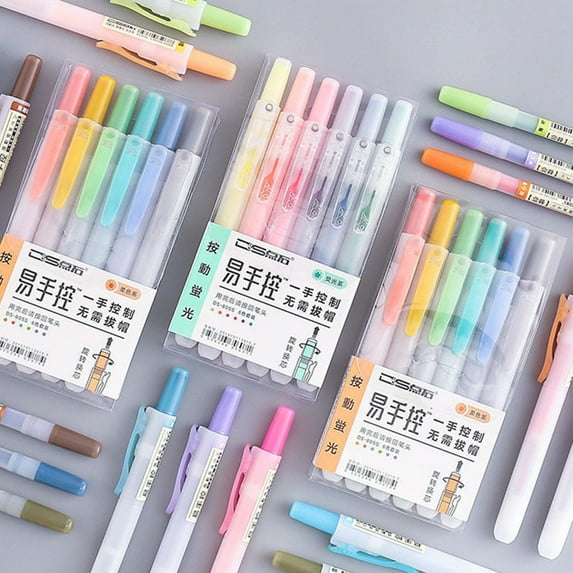 Dry Erase Markers, Hwkond Beautiful And Lovely Highlighter Mild Variety Of Colors, With Soft Tip, Non-permeating Color Quick Drying Easy To Hold, 6 Sets,90ml, Back to College