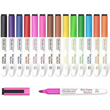 Dry Erase Markers, Shuttle Art 15 Colors Magnetic Whiteboard Markers with Erase,Fine Tip Dry Erase Markers Perfect For Writing on Whiteboards, Dry-Erase Boards,Mirrors