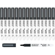 Dry Erase Markers, Shuttle Art 15 Pack Black Magnetic Whiteboard Markers with Erase,Fine Point Dry Erase Markers Perfect For Writing on Whiteboards, Dry-Erase Boards,Mirrors for Office