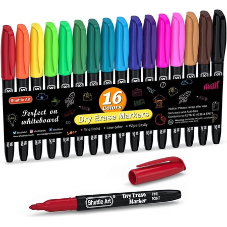 Dry Erase Markers, Shuttle Art 16 Colors Whiteboard Markers,Fine Tip Dry Erase Markers,Perfect For Writing on Whiteboards, Dry-Erase Boards, Mirrors, Calender price history and forecast - Shuttle Art SADRY-C16