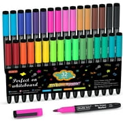 Dry Erase Markers, Shuttle Art 32 Pack 16 Colors Magnetic Whiteboard Markers with Erase,Fine Point Dry Erase Markers For Writing on Whiteboards, Dry-Erase Boards,Mirrors for Office