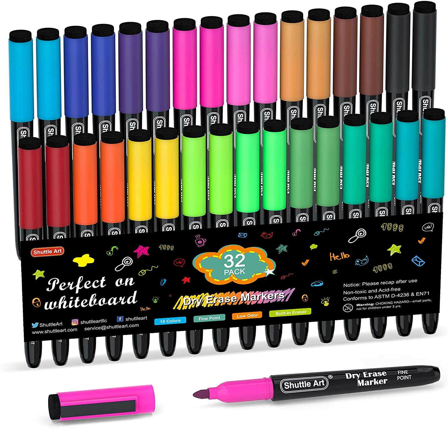 Dry Erase Markers, Shuttle Art 20 Pack 17 Colors with 3 Black