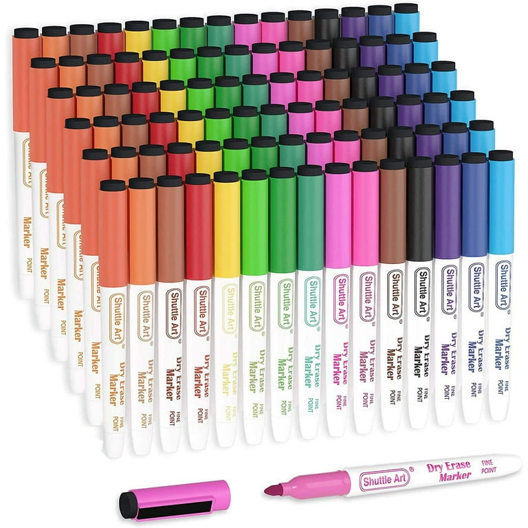 Dry Erase Markers, Shuttle Art 90 Bulk Pack 15 Colors Magnetic Whiteboard Markers with Erase, Fine Point Dry Erase Markers Are Perfect for Writing