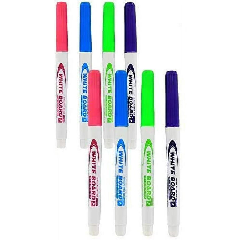 Dry Erase Markers Whiteboard Bright Colors Fine Tip Point Marker Erasable  Pen Set for Kids School Charts graphs memo Boards - 4 per Pack (Pack of 2)  - by Emraw 