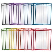 Dry Erase Pocket Sleeves, 30 Count, Crystal Clear, by Better Office Products, Oversized, 10.25" x 13.75", Heavy Duty Dry Erase Pocket Sheet Protectors, Reusable Pockets with 10 Assorted Colors,30 Pack