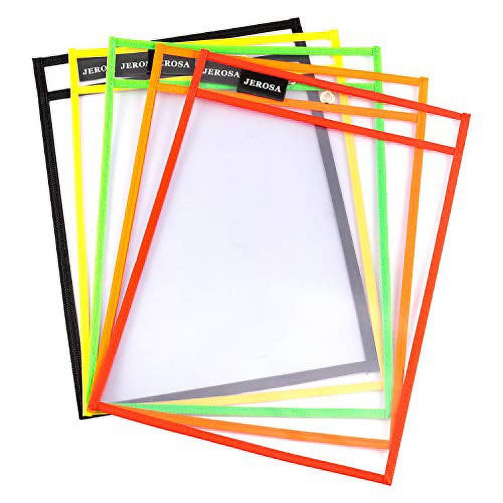 6pcs Extra Large Dry Erase Pocket Sleeves With Reinforced Eyelet And  Writable Transparent Plastic Sheet, Ideal For Teachers And Classroom  Supplies