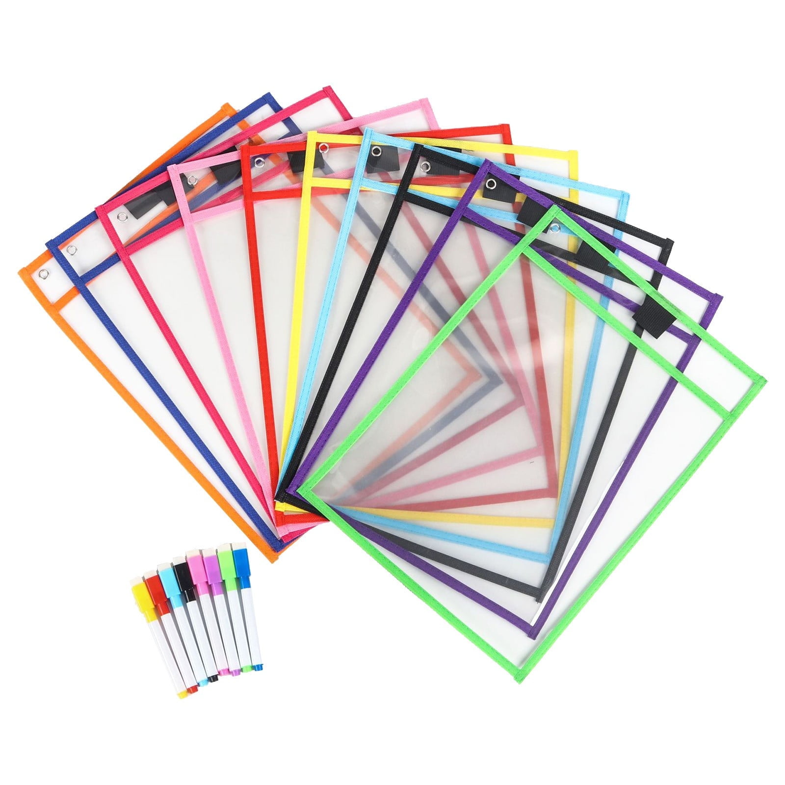 Classroom Teacher Supplies 30 Pack Dry Erase Pockets - 10x14" Reusable Sleeves With Markers & Erasers Classroom Must Haves - View #4