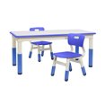 DryErase Rectangular Activity with 2 Chairs Adjustable Blue