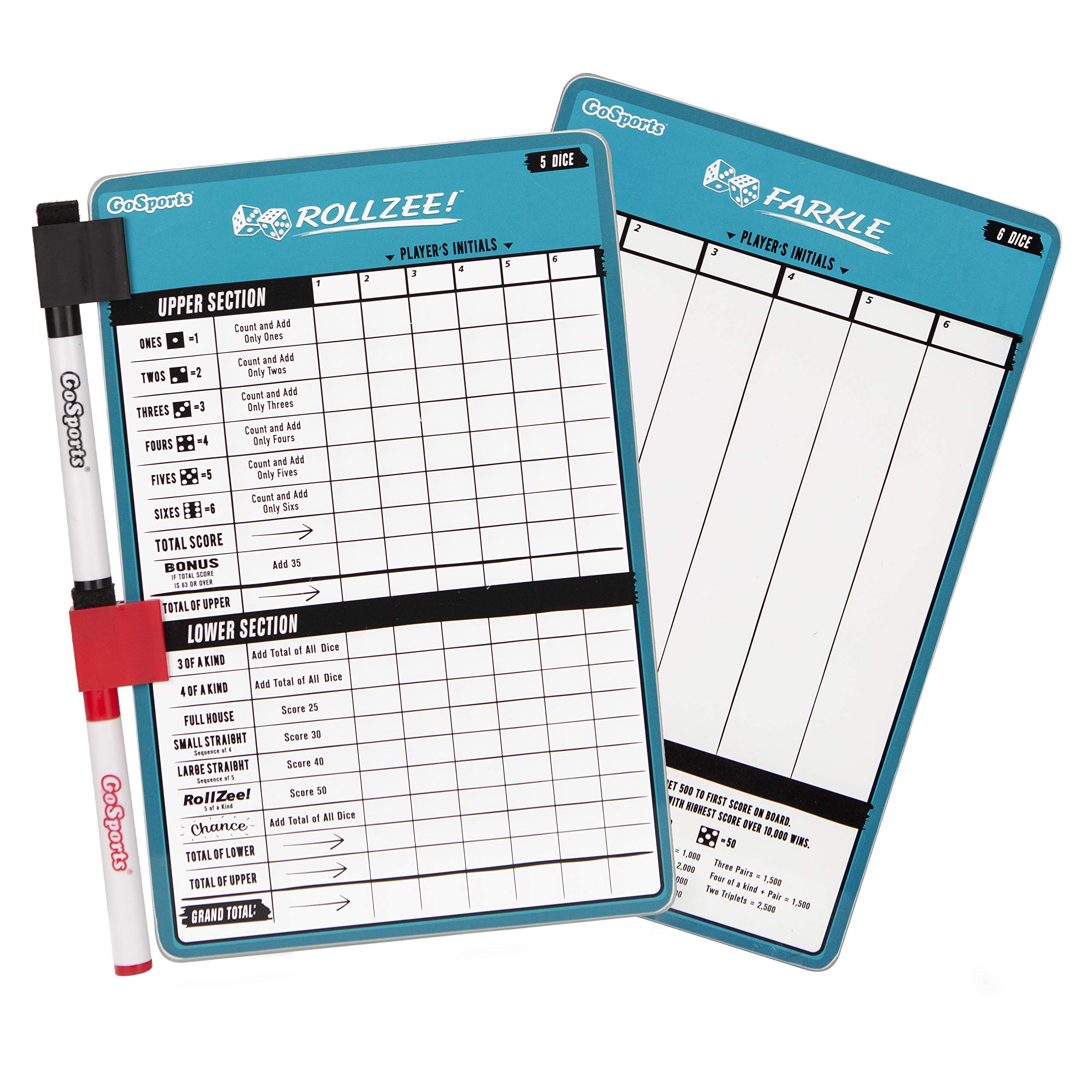 Dry Erase Rollzee & Farkle Scoreboard in Giant Size with Two PensGiant