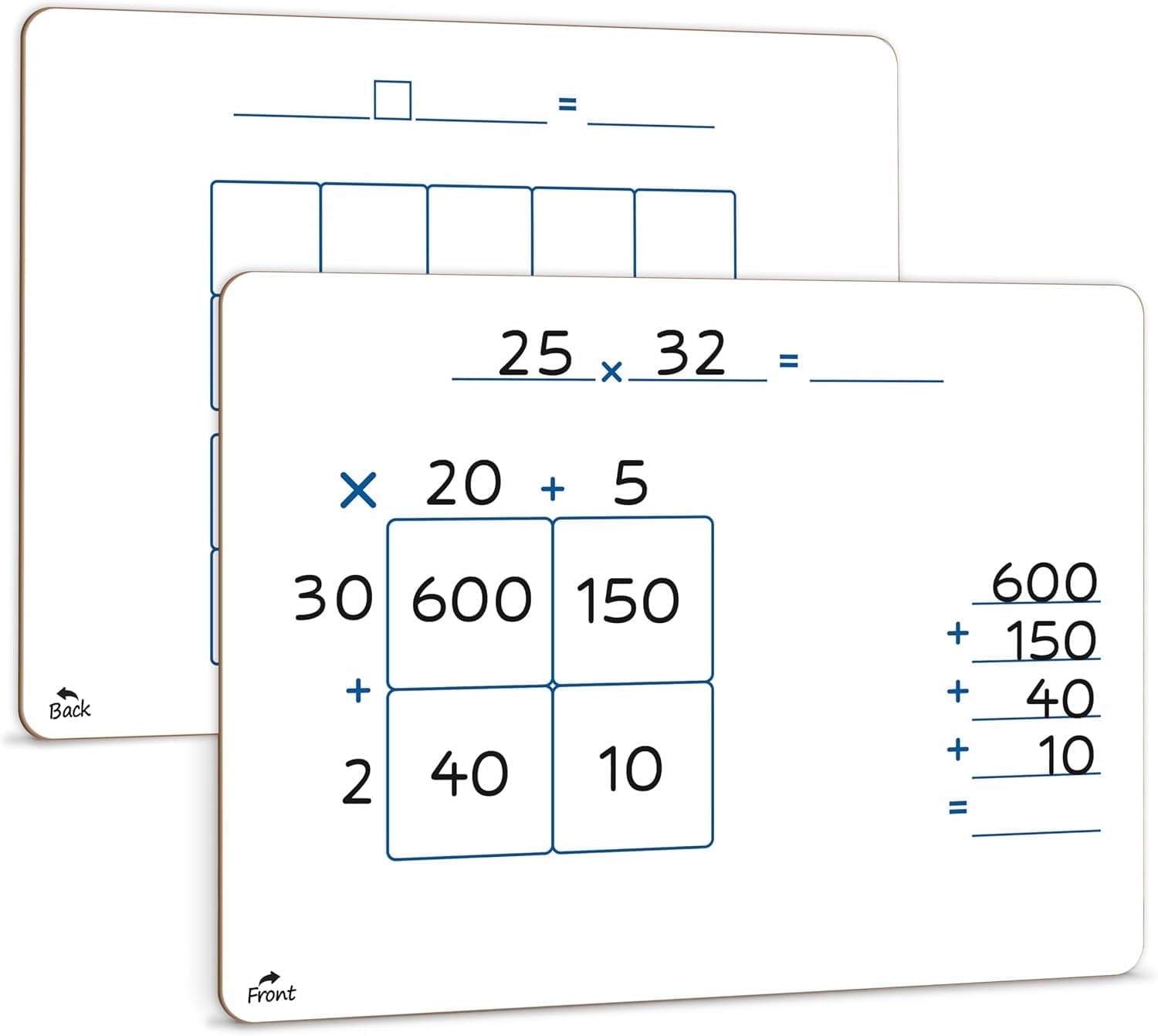 Scribbledo Dry Erase Ten Frame Area Model Double-Sided White Board, 9 x 12"