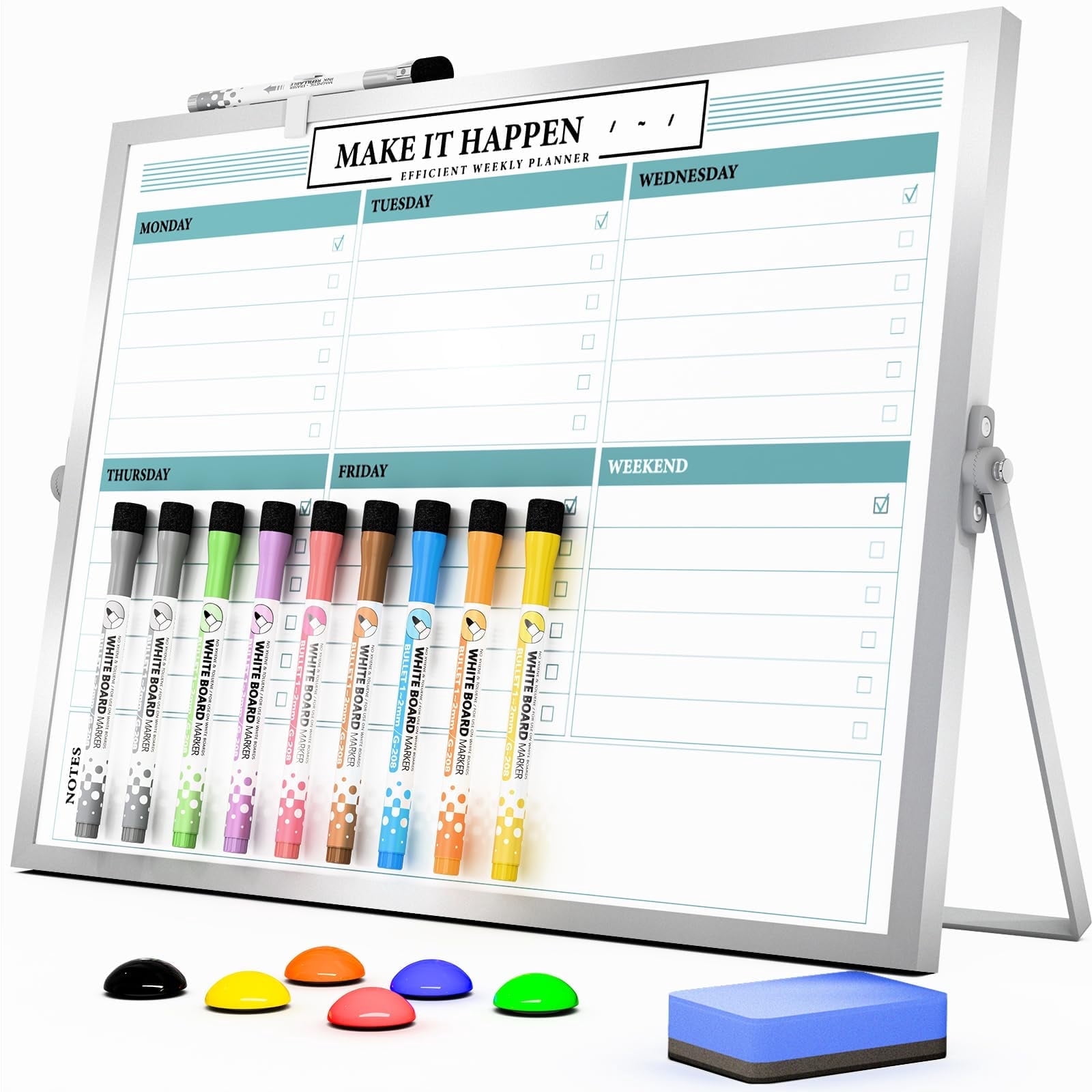 Marsrock Sale 16"×12"Green Desktop Double-Sided Dry Erase Whiteboard with Stand,Great for Home,School& Planning Board