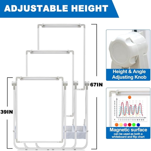 Dry Erase White Board with Stand Double Sided 36"X24" Magnetic U Standing Easel Whiteboard