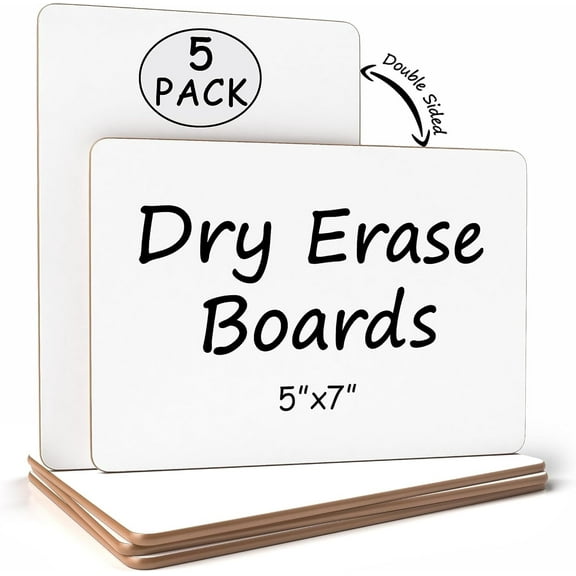 Scribbledo Small Dry Erase Board Double-Sided White Board Classroom Supplies, 5” x 7”, 5-Pack