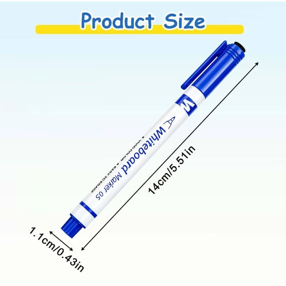 Dry Erase Whiteboard Marker, Blue Ink Quick Wipe Erasable Marker For Office Meeting & Note Marking