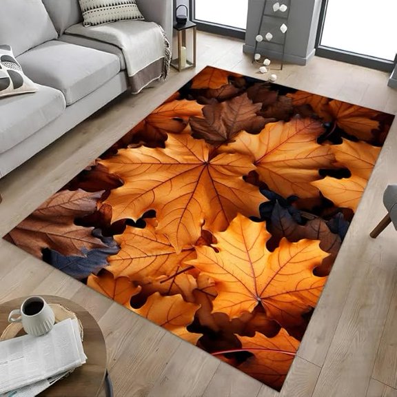 Dry Fall Leaves Decor Rug, Modern Design Rugs 2' x 3'