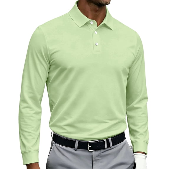 Dry Fit Long Sleeve Polo Shirts for Men, Athletic Collared Golf T-Shirts Performance Tops