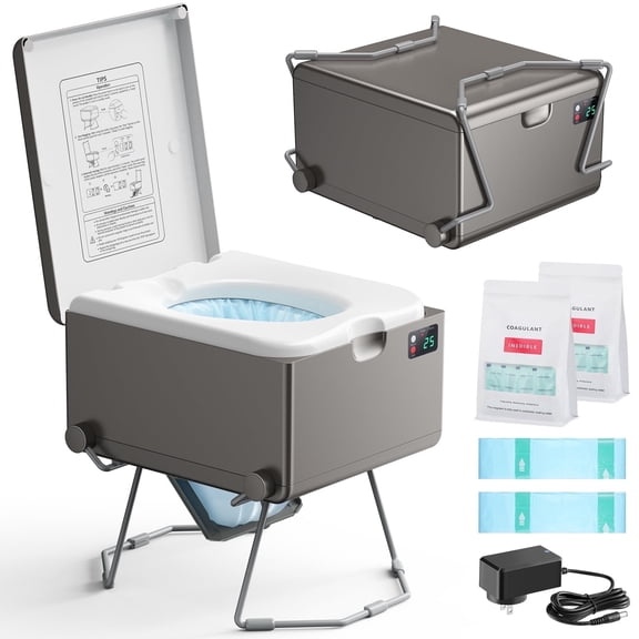 Dry Flush Toilet – Waterless, Odorless, Self-Contained | Rechargeable Portable Toilet for RVs, Van, Boat, Tiny House, Off-Grid | Easier to Use Than Composting or Incinerator Toilets