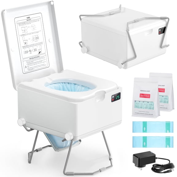 Dry Flush Toilet – Waterless, Odorless, Self-Contained | Rechargeable Portable Toilet for RVs, Van, Boat, Tiny House, Off-Grid | Easier to Use Than Composting or Incinerator Toilets, White