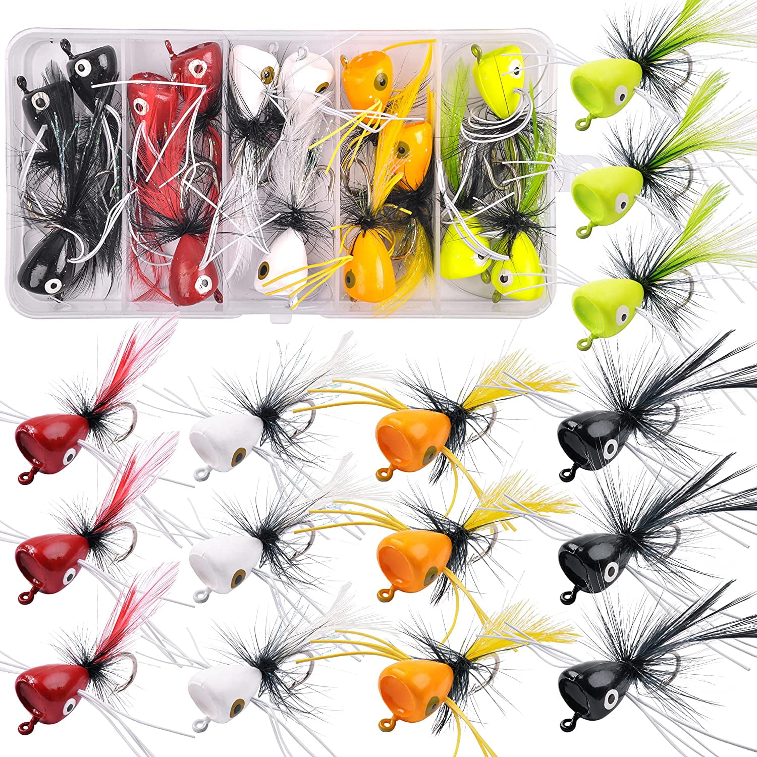 Dry Fly Fishing Popper Lure Kit, 15Pcs Fly Bug Lures Steelhead Flies Bass  Bug Poppers Flies Trout Fly Fishing Flies Lure Assortment 