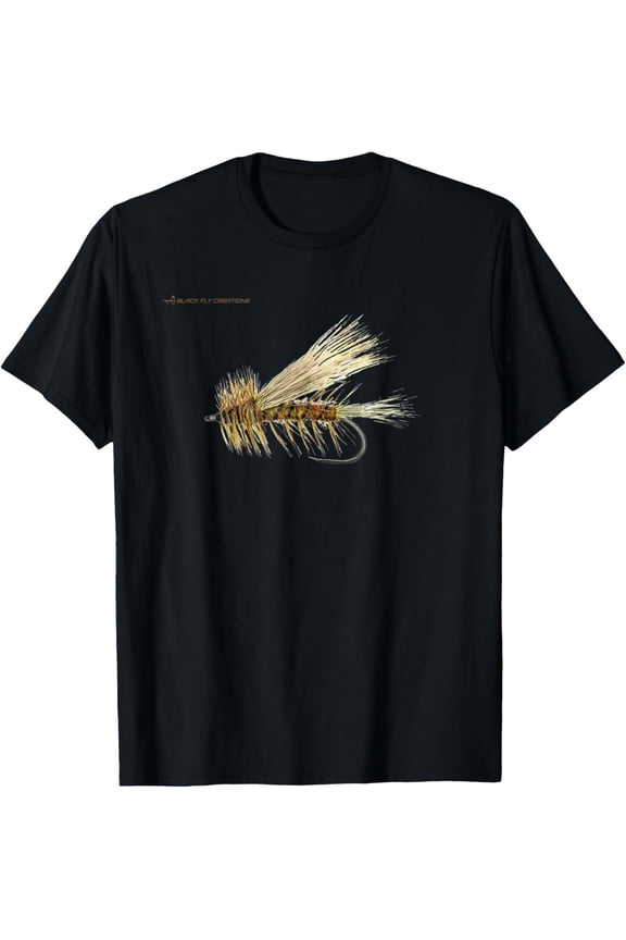 Dry Fly Stimulator Fly Fishing Shirts by Black Fly T-ShirtMen and women, Black T-shirt, size: Extra large