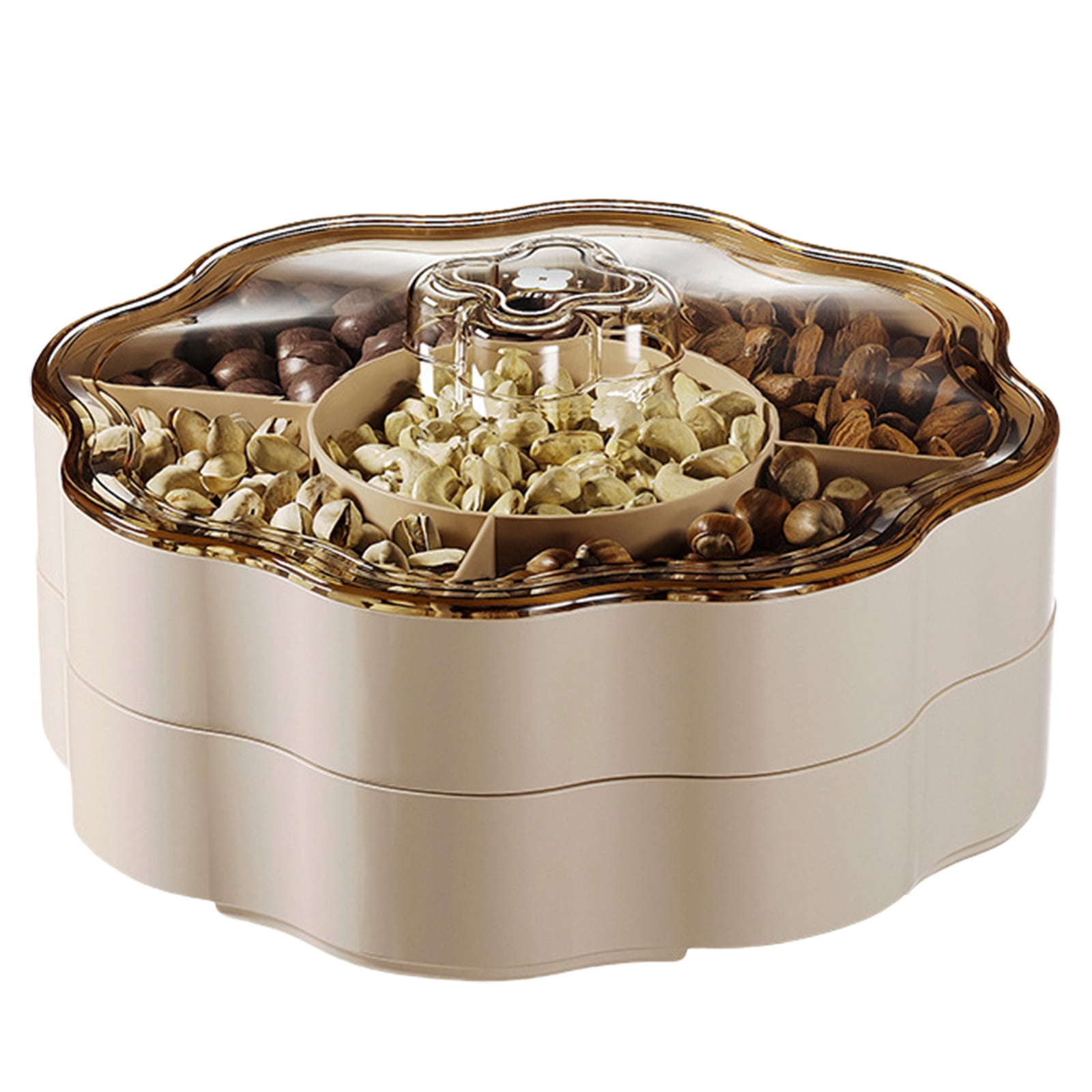 Save Candy Container Dry Fruit Container with Lid 5 Compartments Candy Dispenser Plastic ...