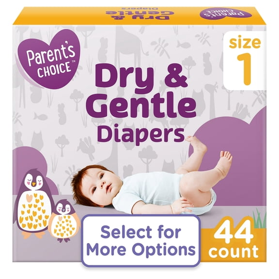 Dry & Gentle Diapers Size 1, 44 Count (Select for More Options)