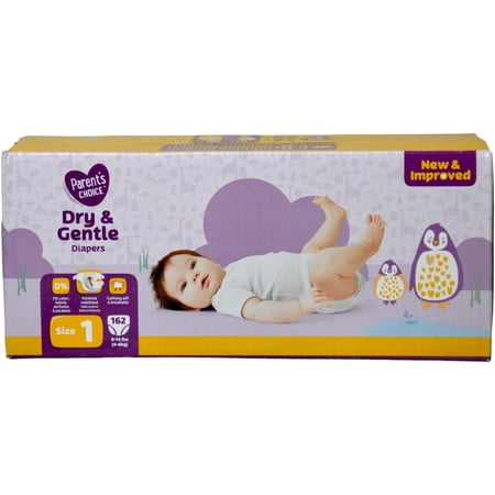 Dry Gentle Diapers, Size 1 (8-14 Lbs) - 162 Count