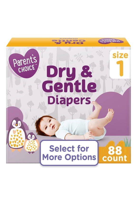 Dry & Gentle Diapers Size 1, 88 Count (Select for More Options)