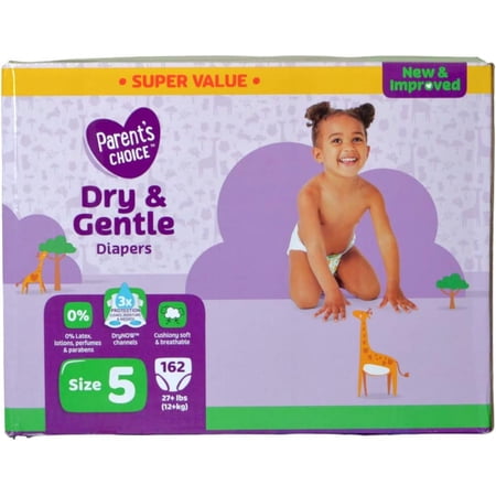 Dry & Gentle Diapers Size 5 - Super Value 162 Count