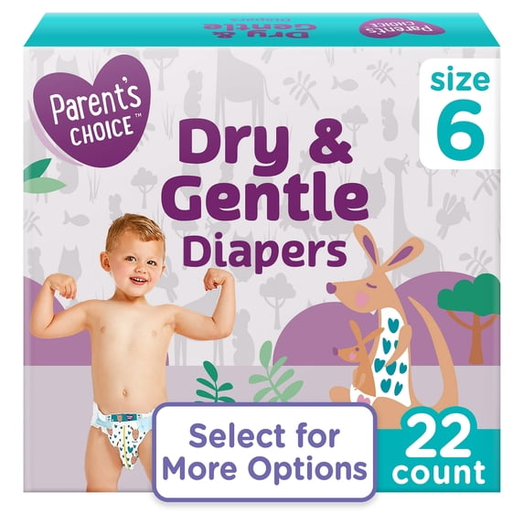 Dry and Gentle Diapers Size 6, 22 Count with Channels for absorbency and breathability