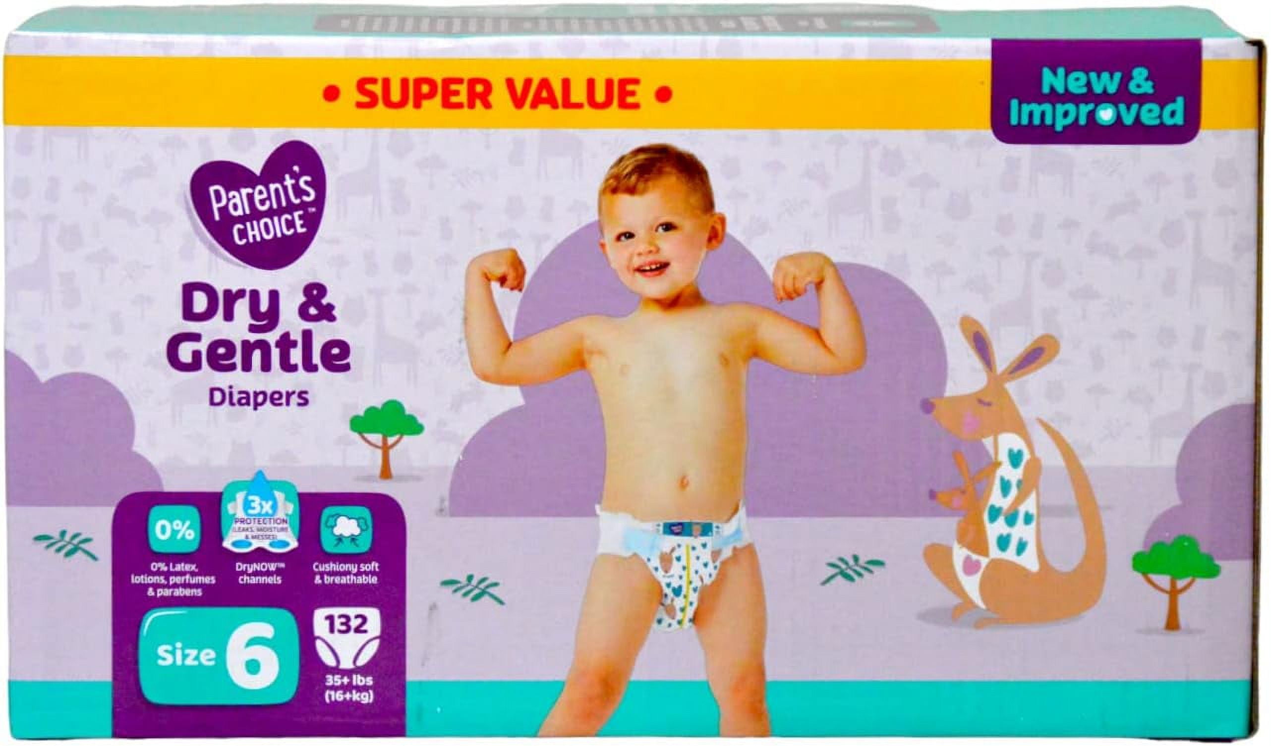 Dry & Gentle Diapers Size 6 - Super Value 132 Count
