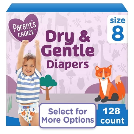 Dry & Gentle Diapers Size 8, 128 Count