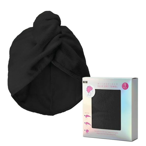 Dry Hair Cap ,Black Towel, Lightweight and Compact Comfortable and Soft Towel