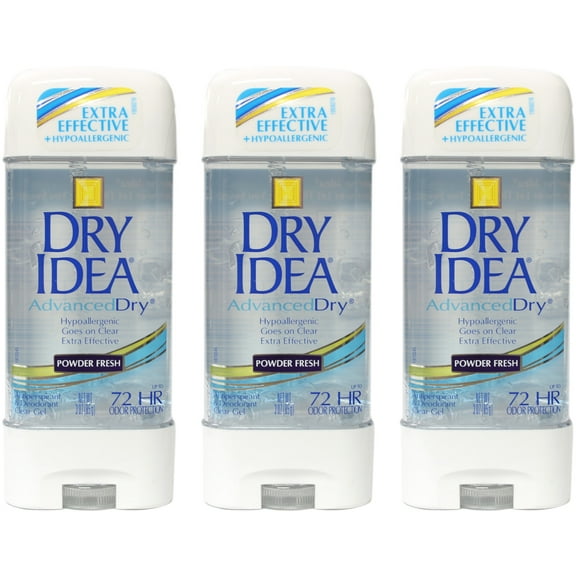 Dry Idea Advanced Dry Antiperspirant & Deodorant Clear Gel, Powder Fresh 3 oz (Pack of 3)