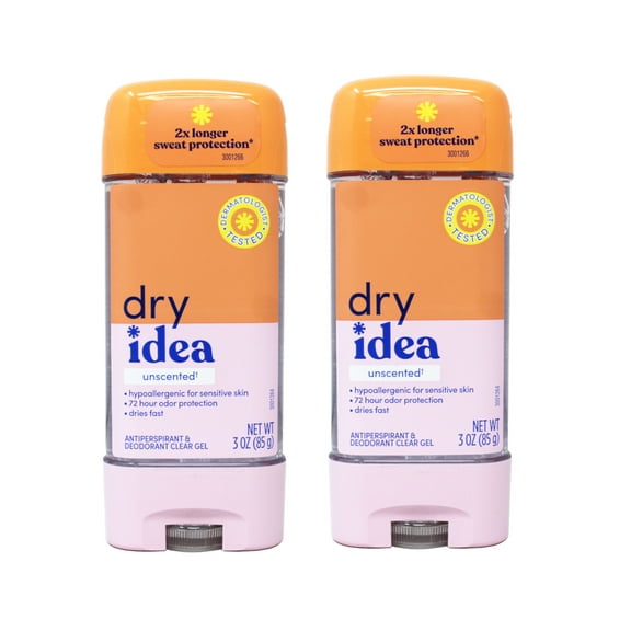 Dry Idea Advanced Dry Hypo Allergenic Clear Gel Antiperspirant And Deodorant, Unscented, 3 Oz, 2 Pack