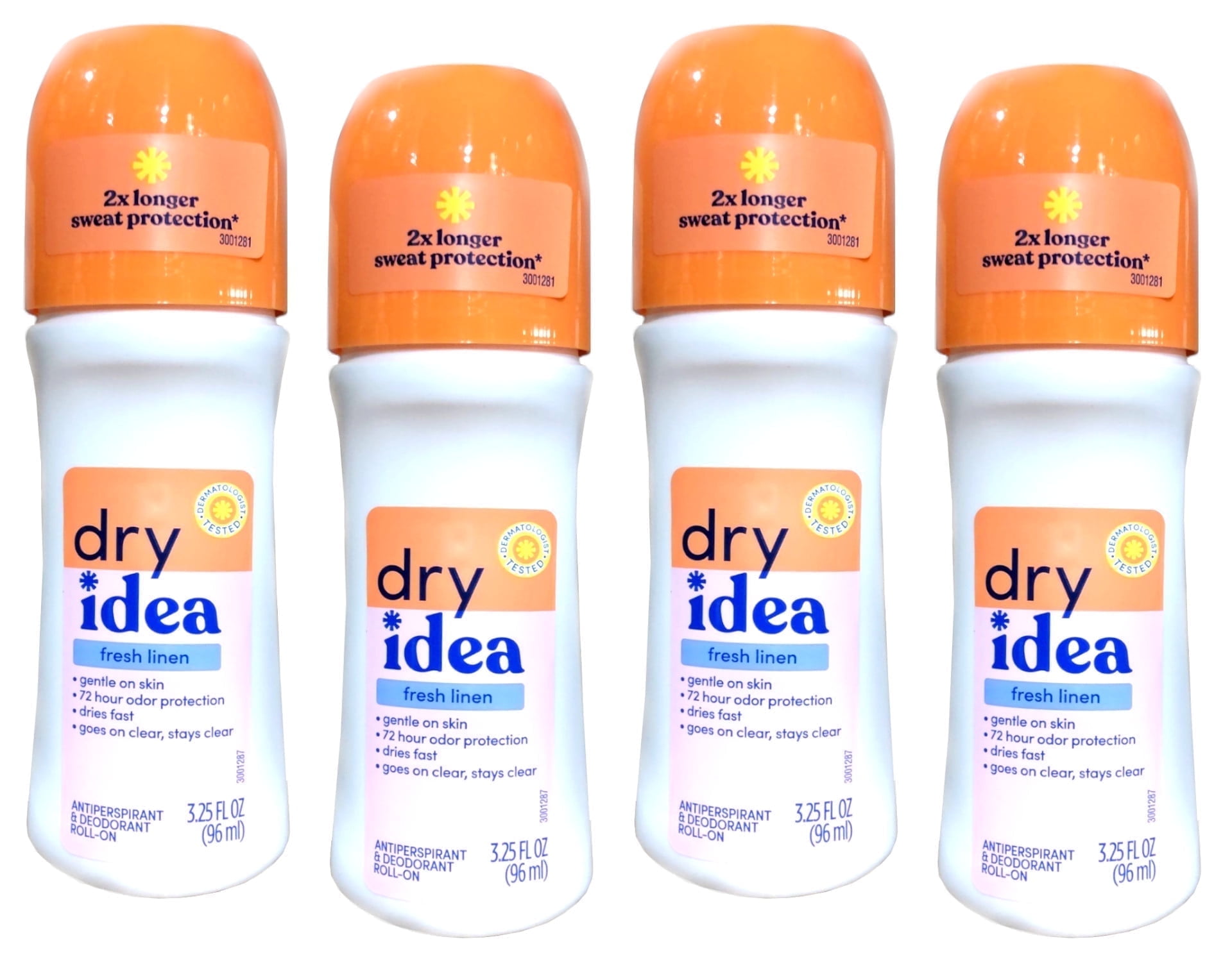 Dry Idea AdvancedDry Roll-On Anti-Perspirant & Deodorant Fresh Linen Scent 3.25 oz (Pack of 4)