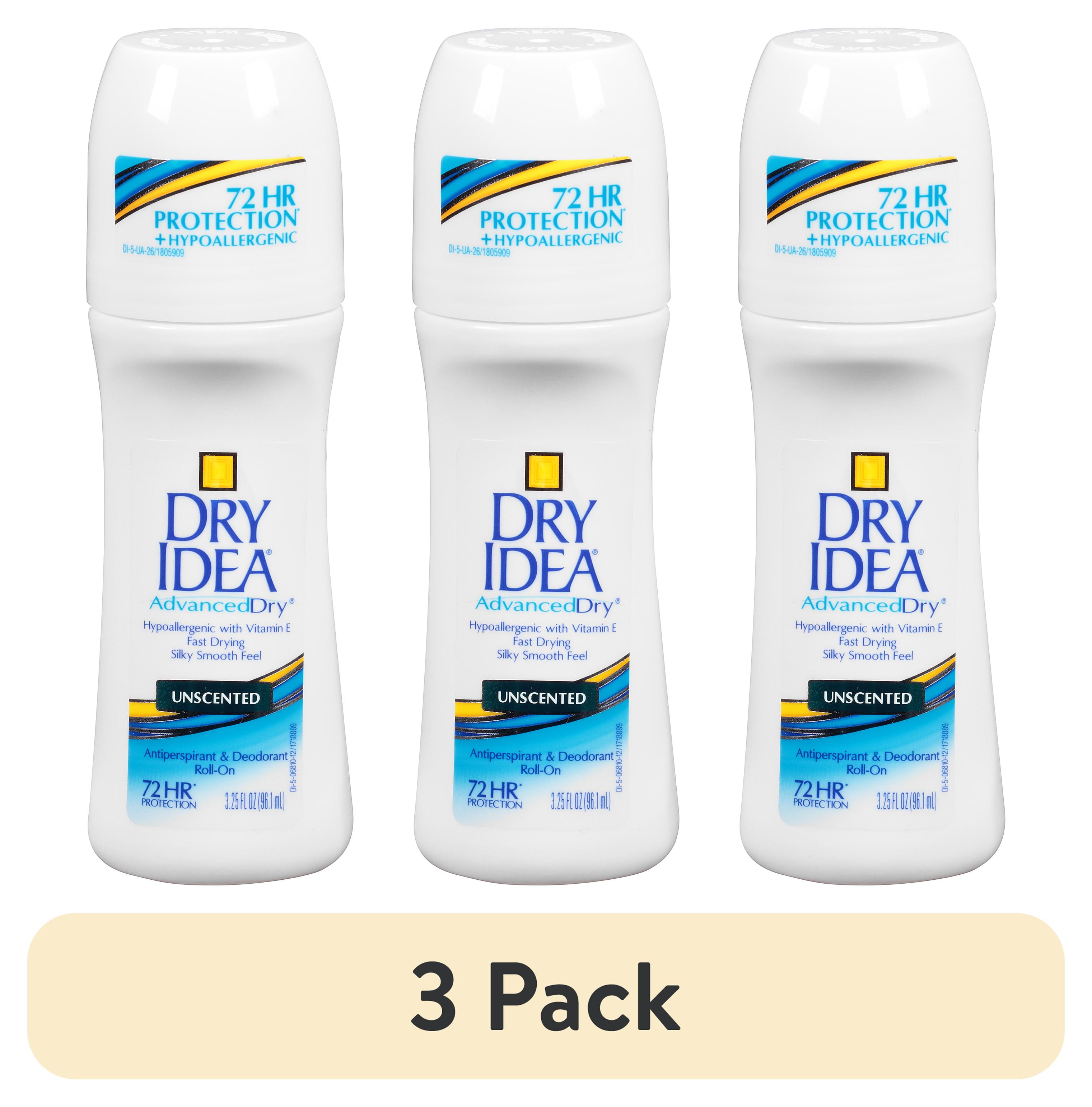 (3 pack) Dry Idea Antiperspirant Deodorant Roll On, Unscented, 3.25 fl oz