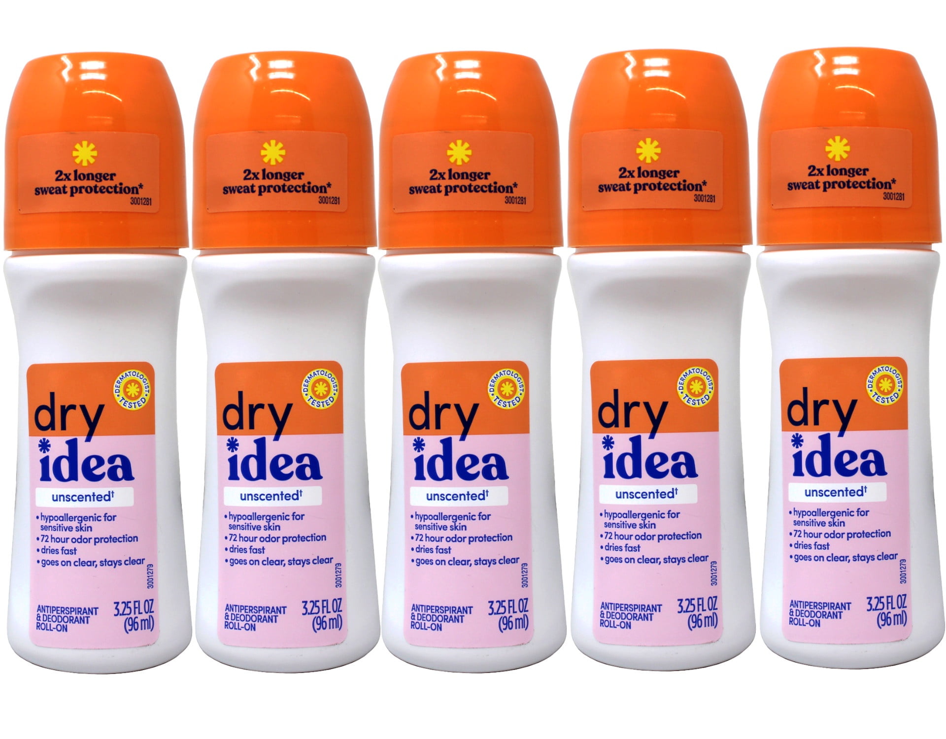 Dry Idea Antiperspirant Deodorant, Unscented, 3.25 Ounce (Pack of 5)