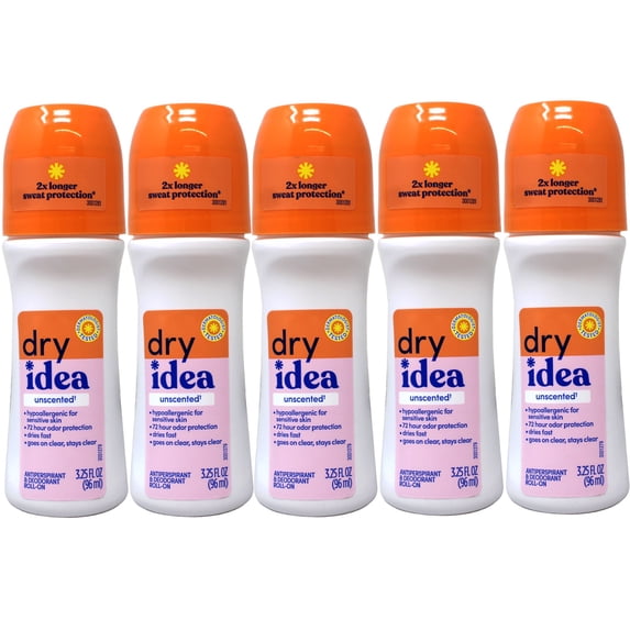 Dry Idea Antiperspirant Deodorant, Unscented, 3.25 Ounce (Pack of 5)