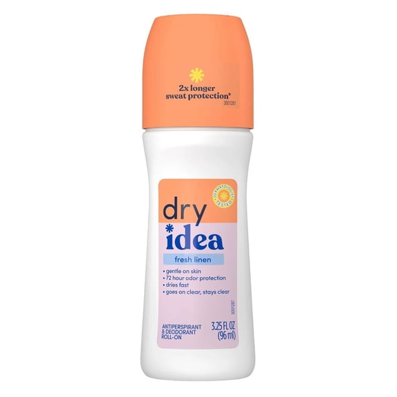 Dry Idea Deodorant 3.25oz Roll On Fresh Linen Antiperspirant (Pack of 3)