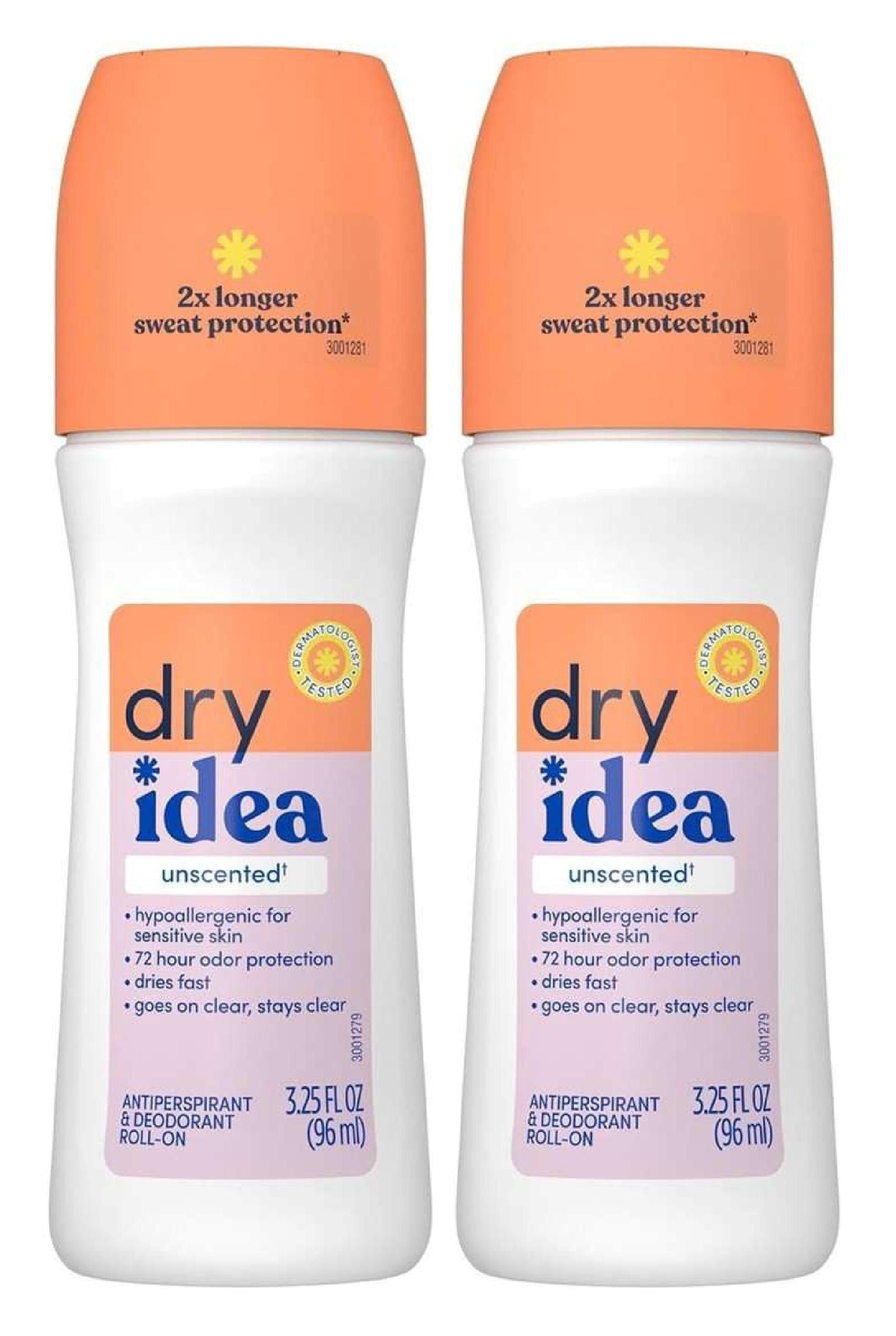Dry Idea Deodorant 3.25oz Roll On Unscented Antiperspirant (Pack of 2)