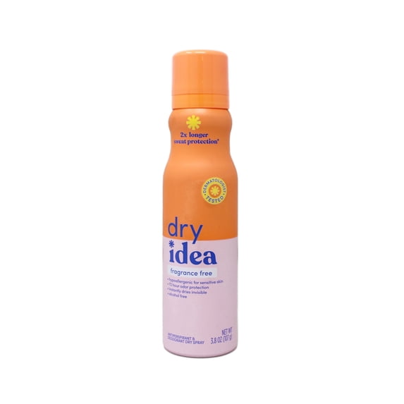 Dry Idea Dry Spray Deodorant & Antiperspirant, 2X Longer Sweat Protection, 72-Hour, Fragrance-Free & Hypoallergenic for Sensitive Skin, 3.8 oz