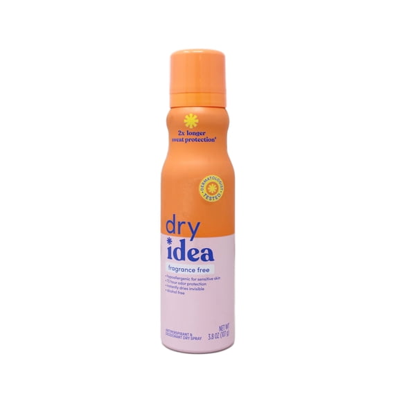 Dry Idea Dry Spray Deodorant & Antiperspirant, 2X Longer Sweat Protection, 72-Hour, Fragrance-Free & Hypoallergenic for Sensitive Skin, 3.8 oz