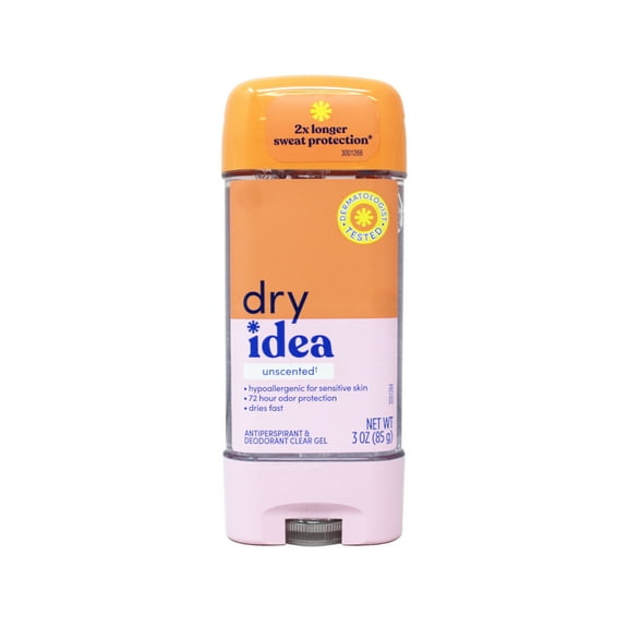 Dry Idea Antiperspirant & Deodorant Clear Gel, 72 HR Odor Protection, Unscented, 3 OZ - 16 Pack