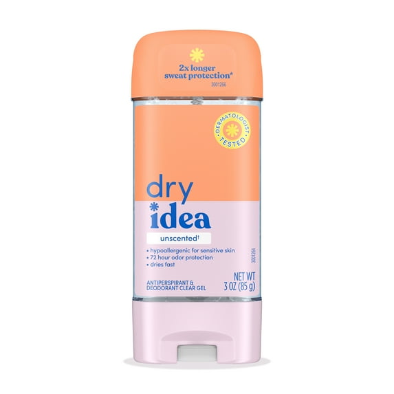 Dry Idea Gel Deodorant & Antiperspirant, Unscented for Sensitive Skin, 3 oz.